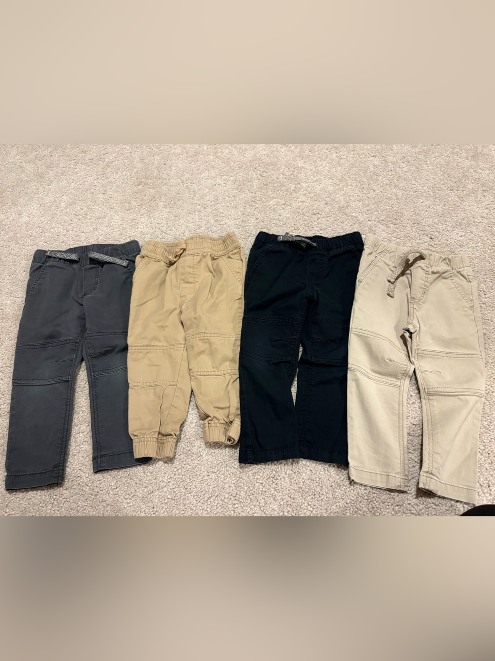 Kids Pull-On Jogger Pants - Beige, Khaki, Black, Gray